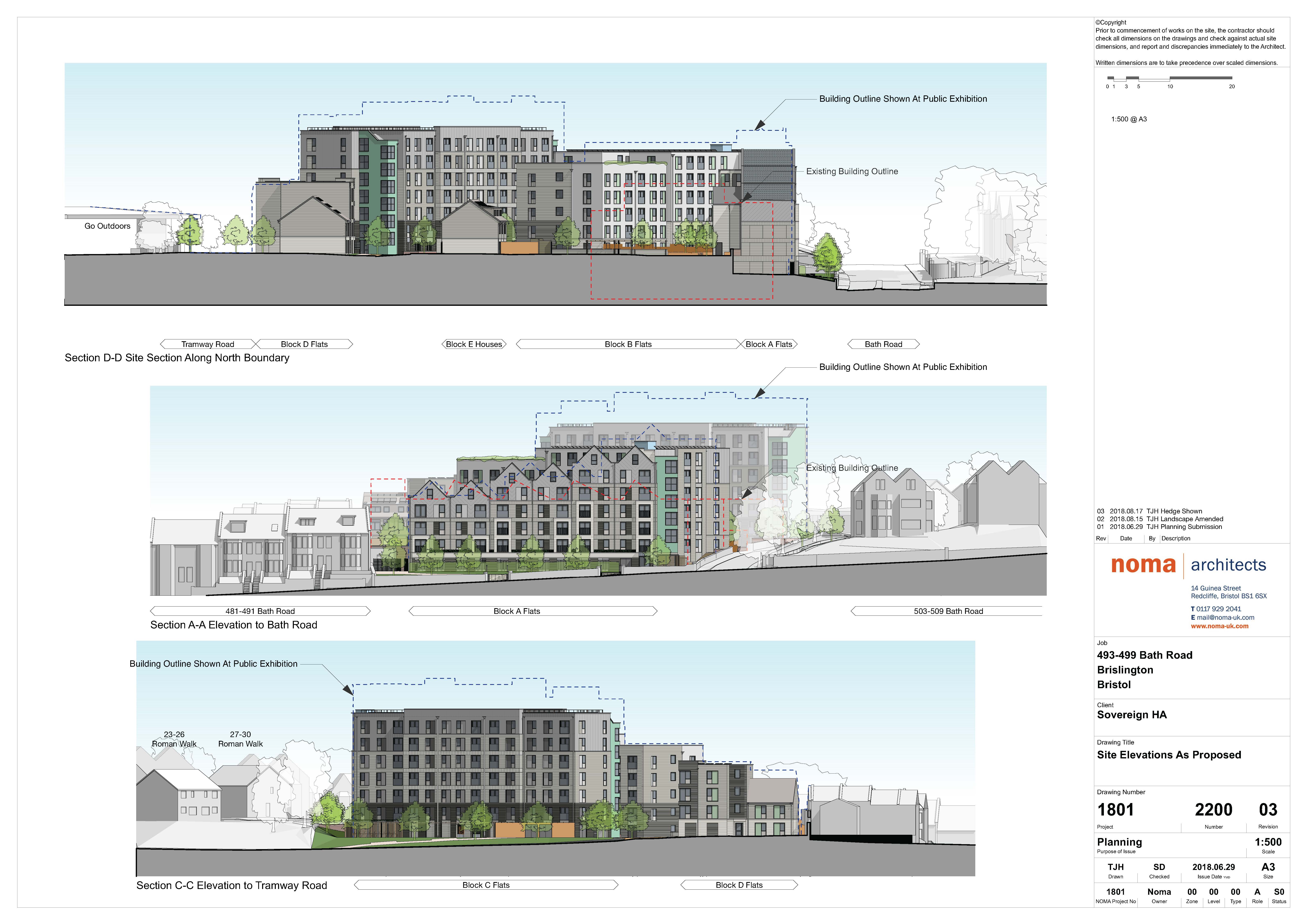 Final Proposed Site Elevations - 493 - 499 Bath Road - Consulting You